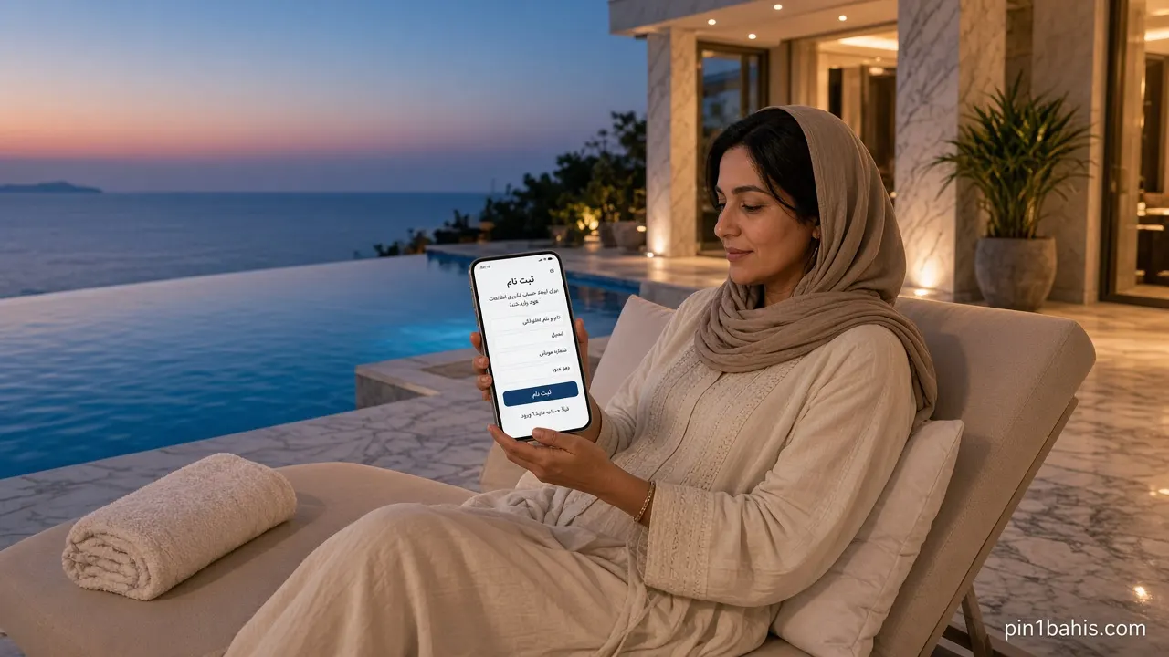 ثبتنام پین باهیس روی گوشی کنار استخر